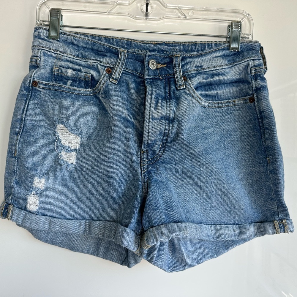 Old Navy OG Straight Denim Jean Shorts Distressed Size 4 Secret Smooth Pockets